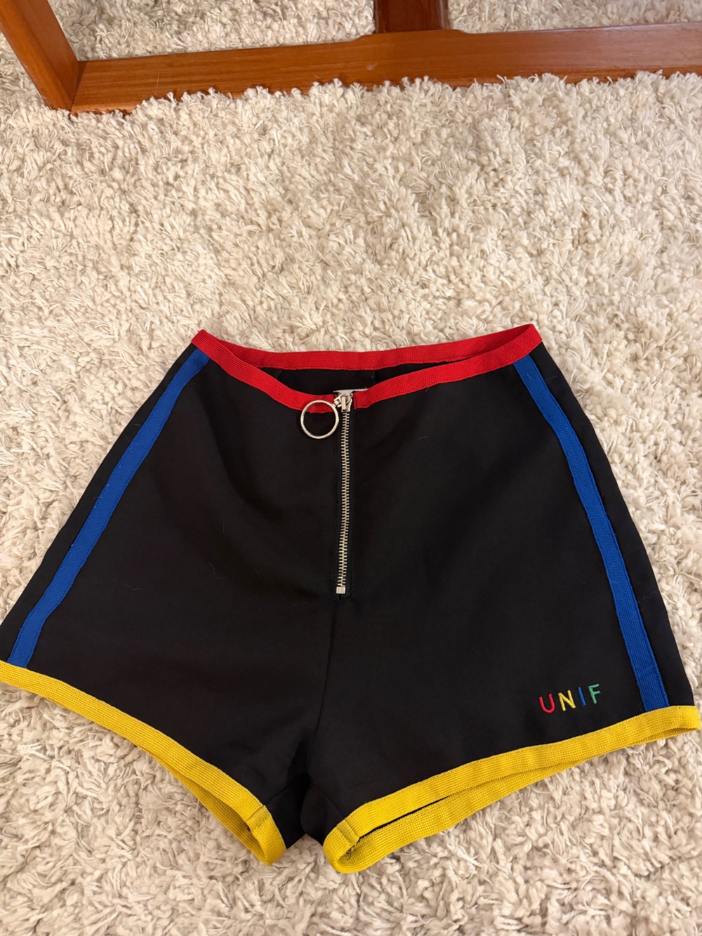 UNIF color block zip up shorts women’s size XS